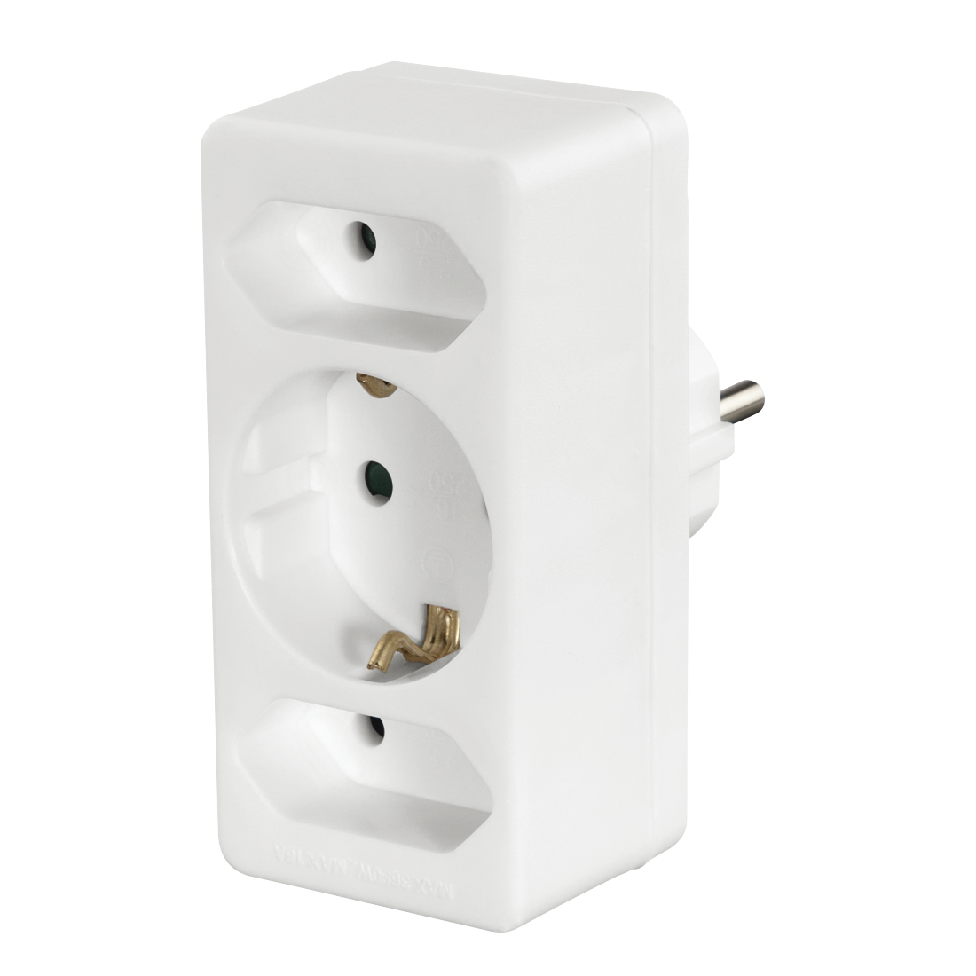 Steckdosenadapter 3-fach, 1x Schutzkontakt, 2x Euro, Weiß (223215)