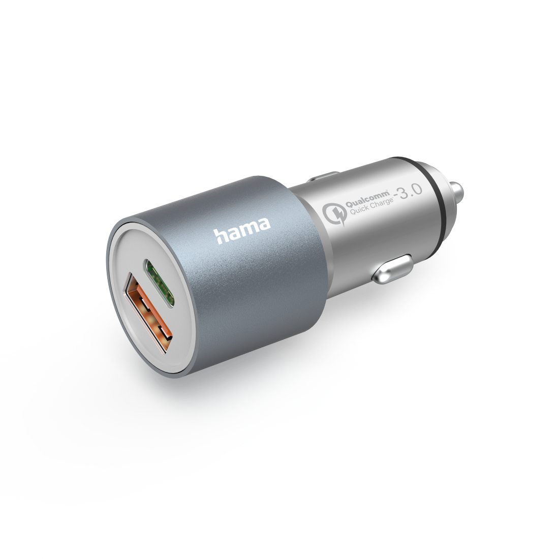 Auto-Schnellladegerät, 1x USB-C, 1x USB-A, PD, 38 W, Metall (201639)