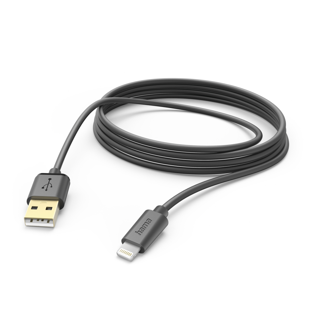 Ladekabel, USB-A - Lightning, 3 m, Schwarz (201582)