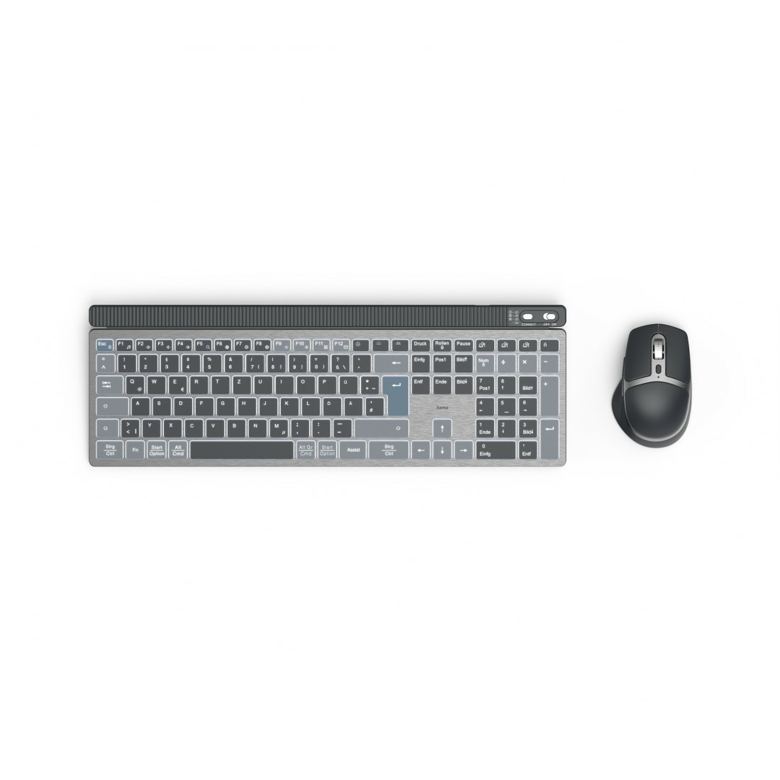 Multi-Device-Tastatur-Maus-Set ´WKM-750´, kabellos, LED, Schwarz, QWERTZ DE (173069)