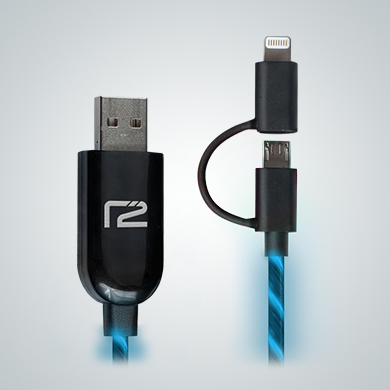 Ready2Power 2in1 Light 360 Charge & Sync Cable Blue