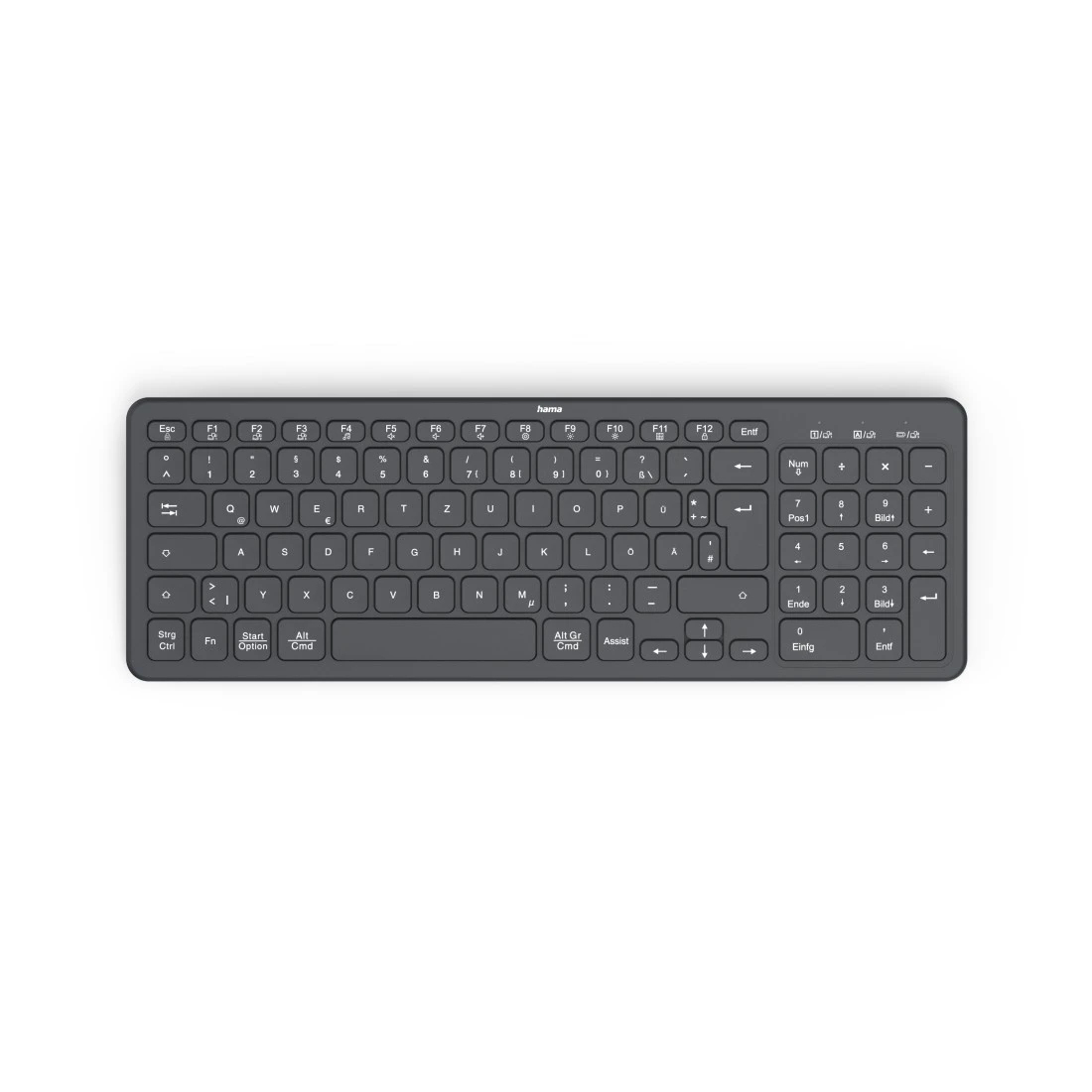 Multi-Device-Tastatur ´WK-300´, kabellos, Funk/Bluetooth, Schw., QWERTZ DE (173057)