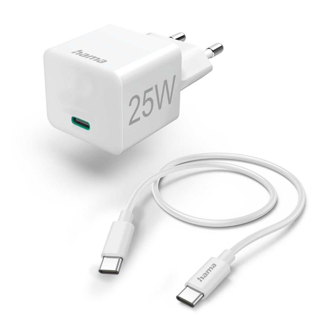 Schnellladegerät mit Ladekabel USB-C, 25W, 1,5m, weiß (201624)