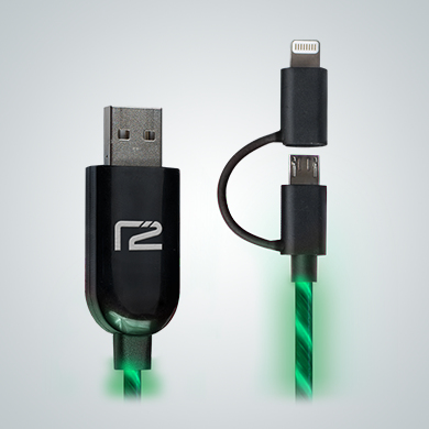 Ready2Power 2in1 Light360 Charge & Sync Cable Green