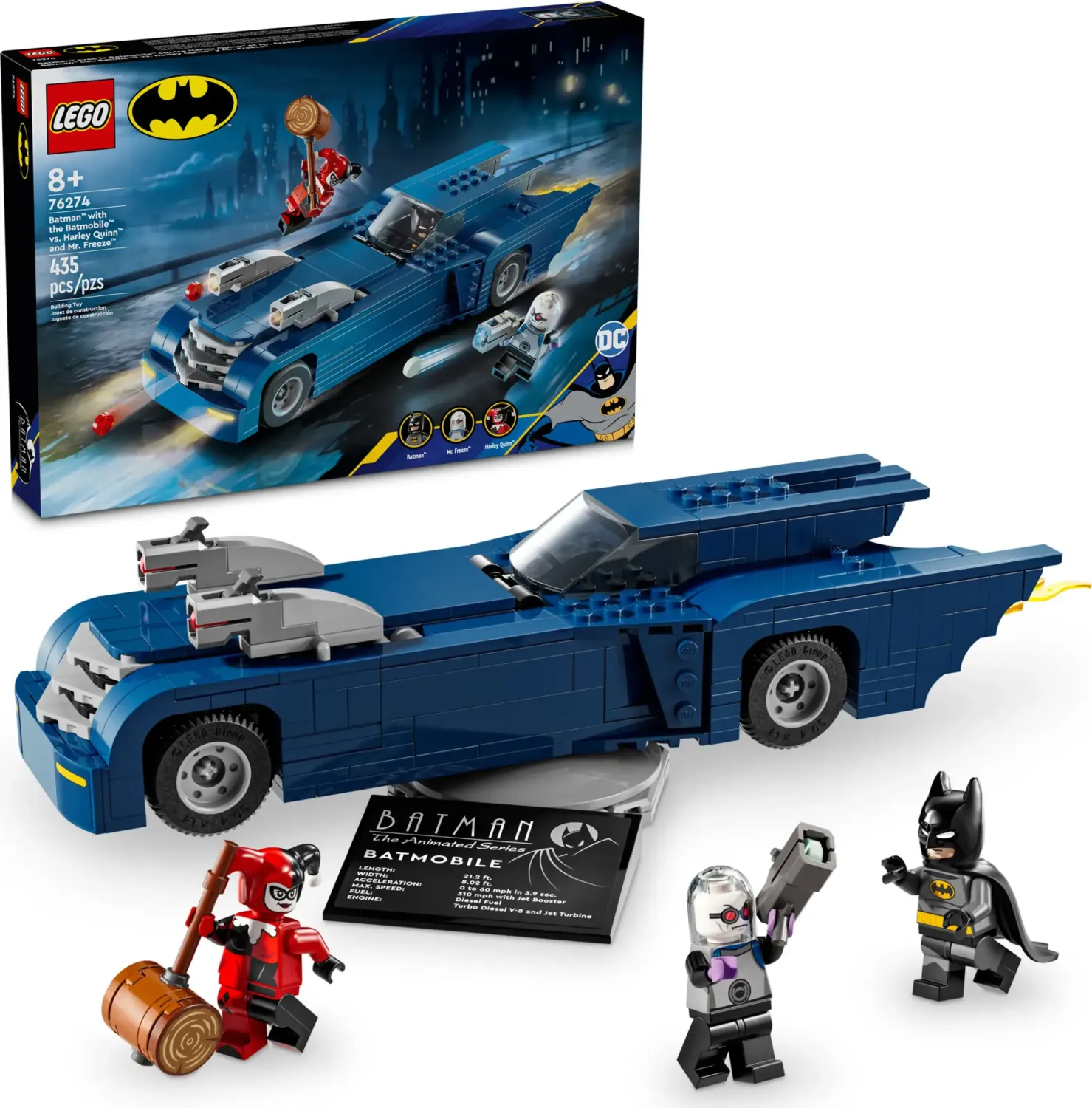 Batman im Batmobil vs. Harley Quinn und Mr. Freeze