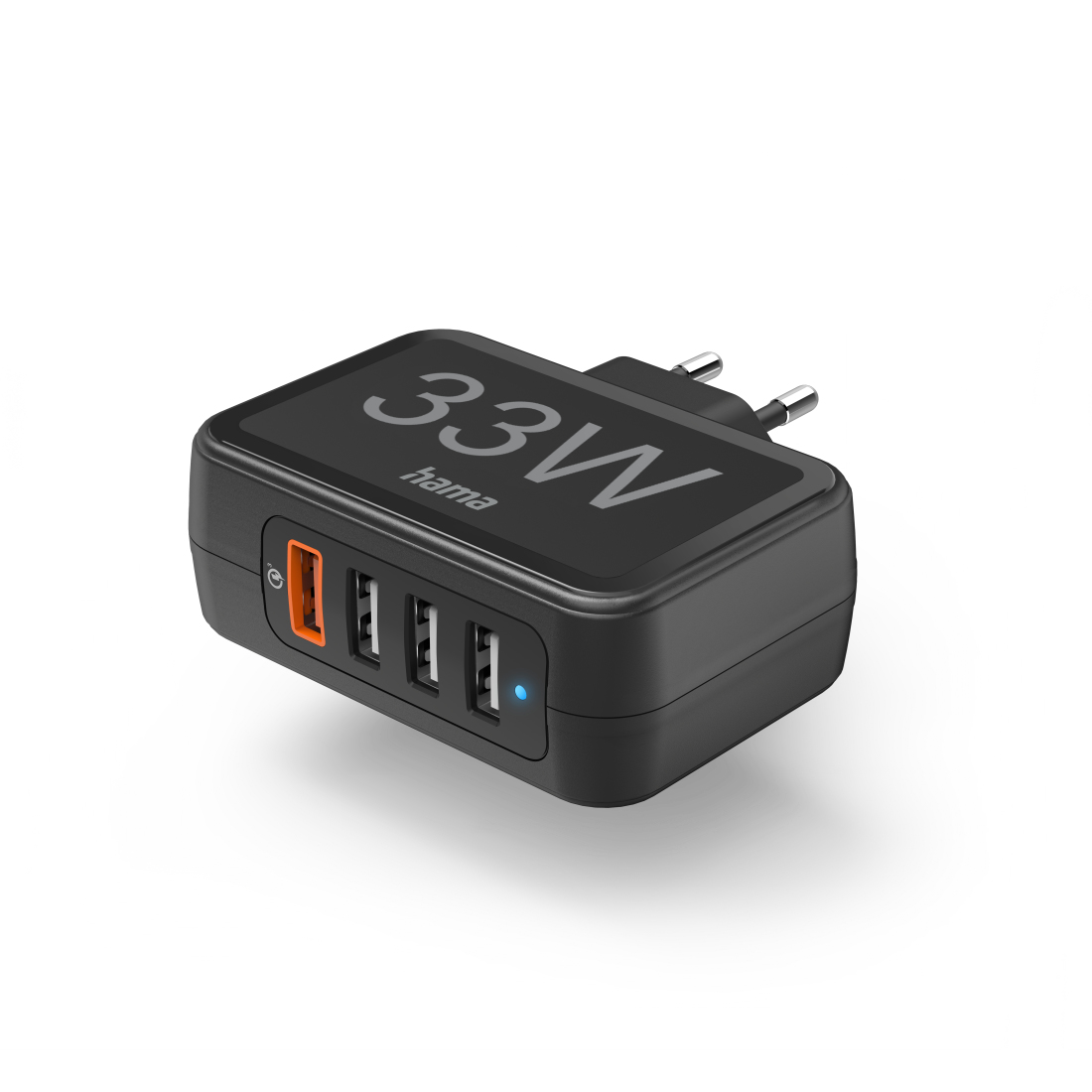 Schnellladegerät, 1x USB-C, 3x USB-A, 33 W, Schwarz (201629)